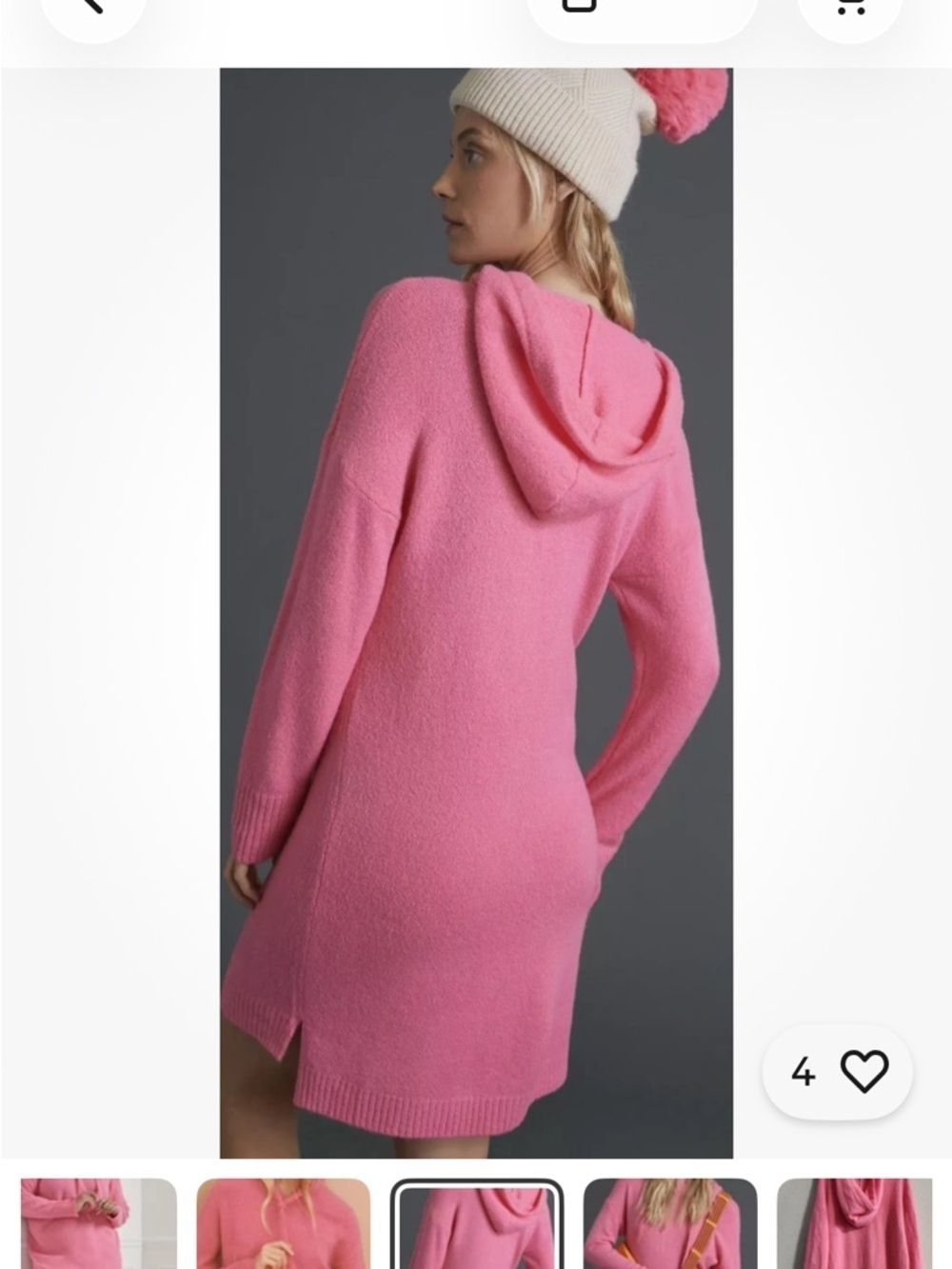 Anthropologie Saturday Sunday Twyla Tunic Sweater Dress Pink Hooded size XLP - Picture 3 of 7